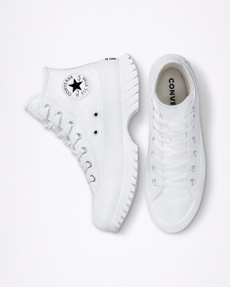 Zapatillas Altas Converse Chuck Taylor All Star Lugged 2.0 Cuero Mujer Blancas Negras | PE 08P27L